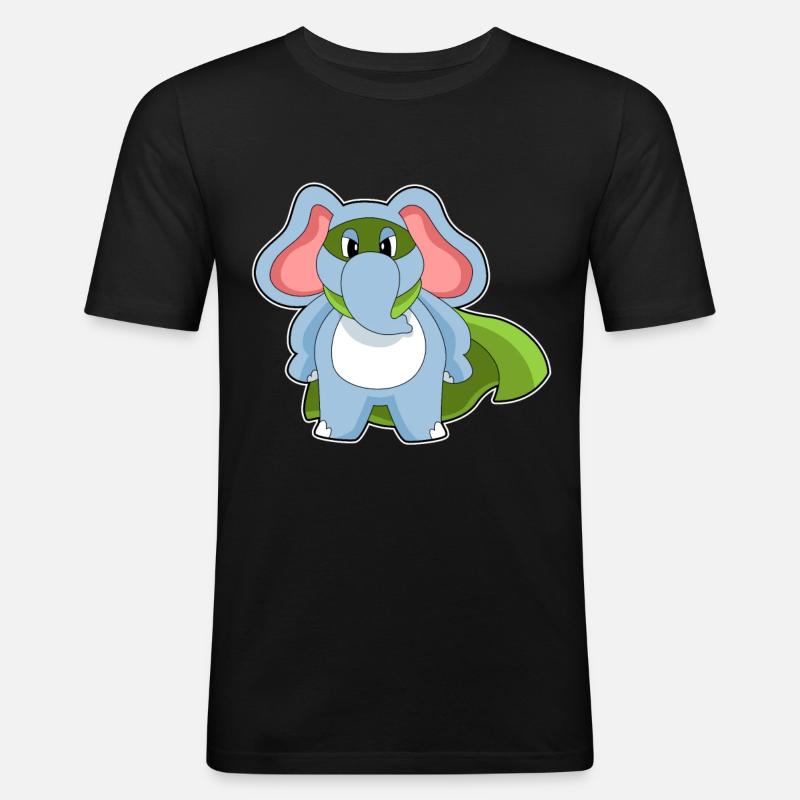 Elefant Held - Männer Slim Fit T-Shirt - Schwarz