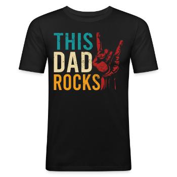 « Ce papa rocks » Meilleur papa, Meilleur papa, Rock and Roll - T-shirt près du corps Homme - noir - Devant - Nik (191cm)