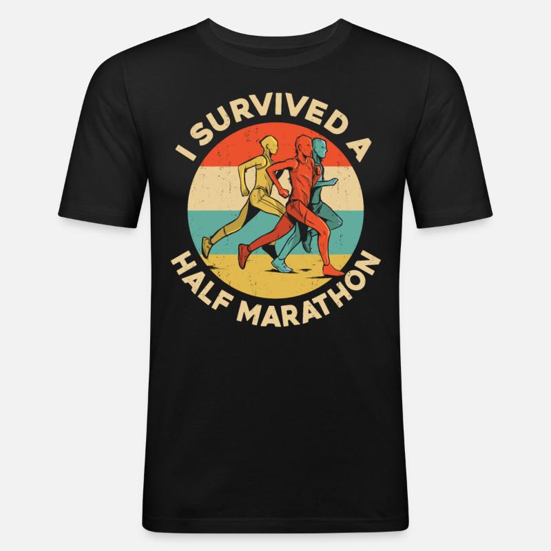 Running Runner Half Marathon - Männer Slim Fit T-Shirt - Schwarz