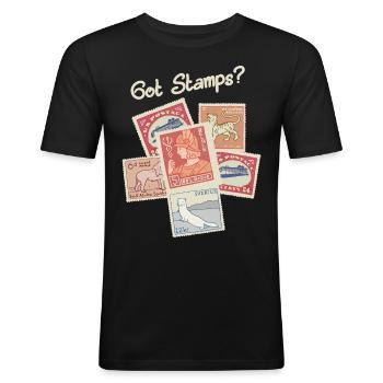 Erhaltene Briefmarken, Die - Männer Slim Fit T-Shirt - Schwarz - Vorne - Nik (191cm)