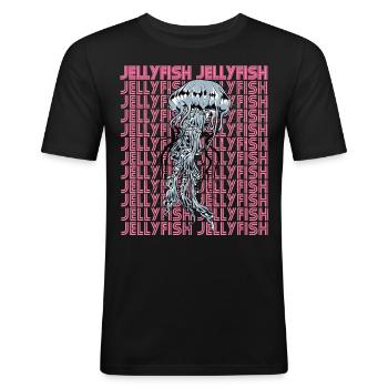 Méduse mystique Vie océanique Animal marin sous-marin - T-shirt près du corps Homme - noir - Devant - Nik (191cm)