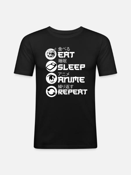 Eat Sleep Anime Repeat - Men's Slim Fit T-Shirt - black