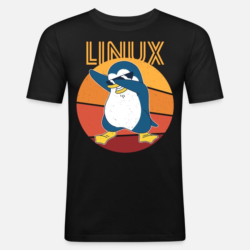 Linux Admin Cool Penguin Nerd Informatik - Herre Slim Fit T-Shirt - sort