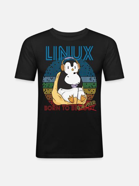 Gamer Linux Born To Be Root Geek Game Programmer A - Men's Slim Fit T-Shirt - black
