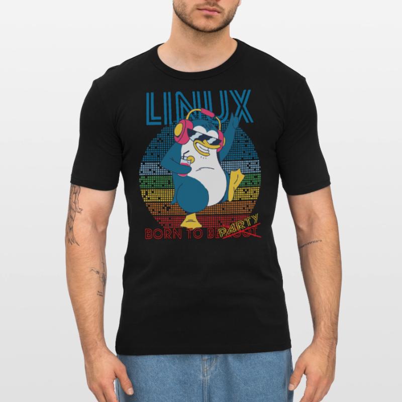 Linux Party Born To Be Root Geek Game Programmer A T-shirt près du corps Homme