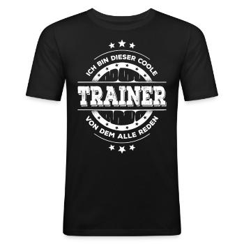 Trainer Kollegen Geburtstag Sport Geschenk - Männer Slim Fit T-Shirt - Schwarz - Vorne - Nik (191cm)