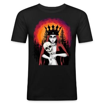 Dark Fantasy Dämon Hexe Satan Satanist Horror - Männer Slim Fit T-Shirt - Schwarz - Vorne - Nik (191cm)
