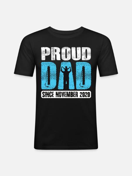 Proud Dad Since November 2020 - Men's Slim Fit T-Shirt - black