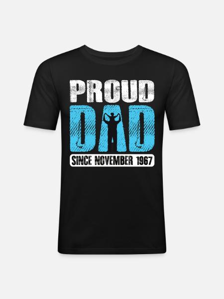 Proud Dad Since November 1967 - Men's Slim Fit T-Shirt - black