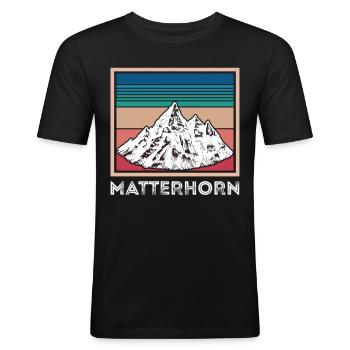 Alpen Cervin Suisse Souvenir Ski Zermatt Skif - T-shirt près du corps Homme - noir - Devant - Nik (191cm)