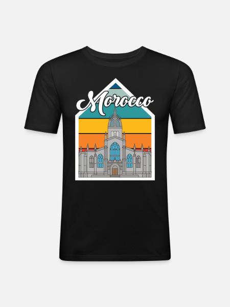 Morocco Skyline Africa City Gibraltar Ocean - Men's Slim Fit T-Shirt - black
