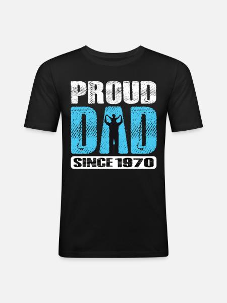 Proud Dad Since 1970 - Men's Slim Fit T-Shirt - black