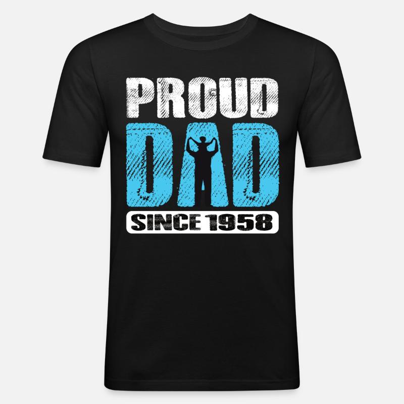 Proud Dad Since 1958 - Männer Slim Fit T-Shirt - Schwarz