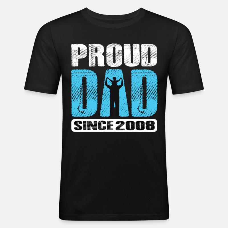 Proud Dad Since 2008 - Männer Slim Fit T-Shirt - Schwarz