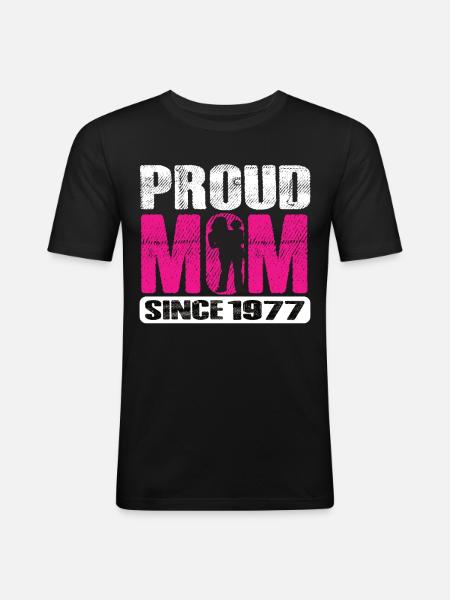 Proud Mom Since 1977 - Men's Slim Fit T-Shirt - black