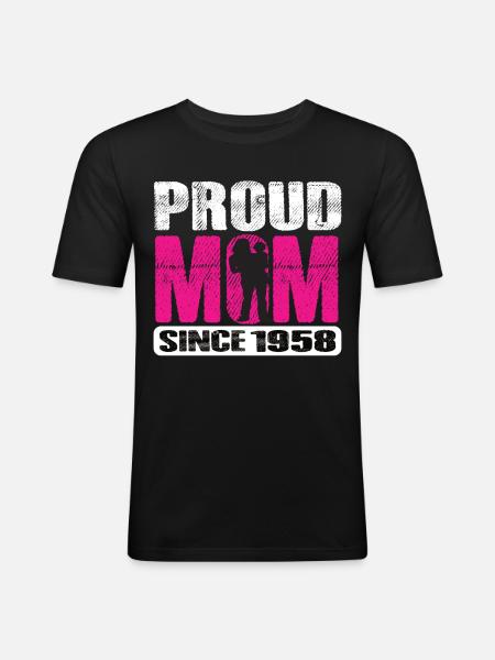 Proud Mom Since 1958 - Men's Slim Fit T-Shirt - black