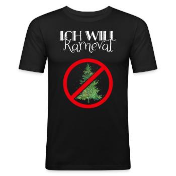 Karneval Fasching Konfetti Weihnachtsmuffel Anti - Männer Slim Fit T-Shirt - Schwarz - Vorne - Nik (191cm)