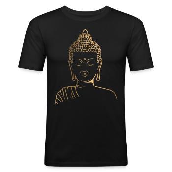 Gautama Buddha Meditation For Buddhim Enthusiast - Männer Slim Fit T-Shirt - Schwarz - Vorne - Nik (191cm)
