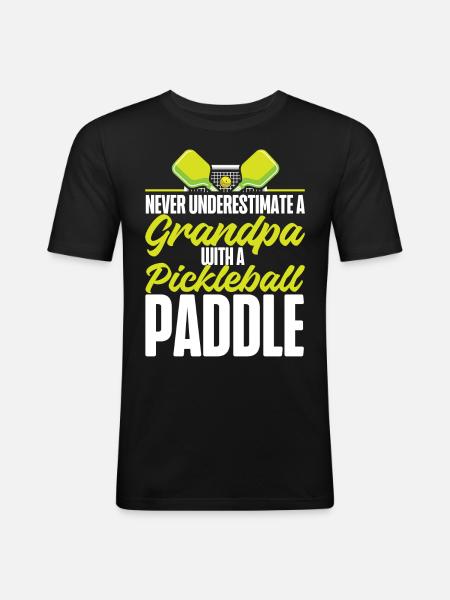 Pickleball Grandpa Never - Men's Slim Fit T-Shirt - black