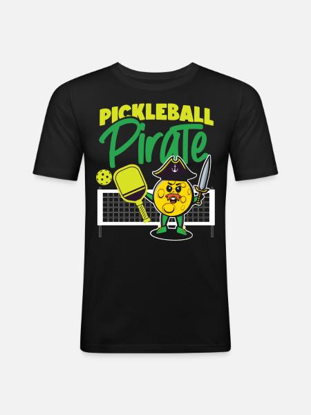 Pickleball Pirate Pickleball - T-shirt près du corps Homme - noir