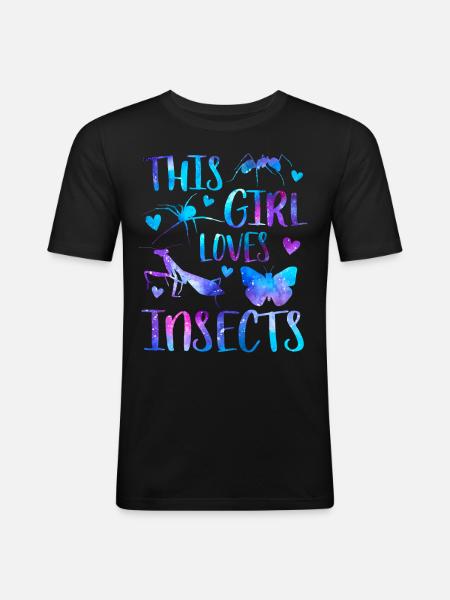 This girl loves insects - Men's Slim Fit T-Shirt - black