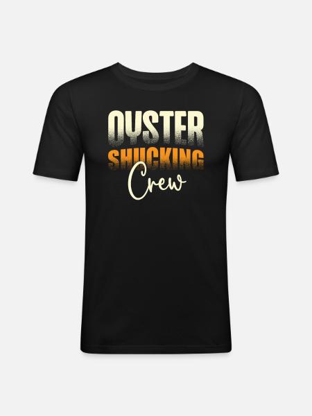 Austernschalen-crew - Männer Slim Fit T-Shirt - Schwarz
