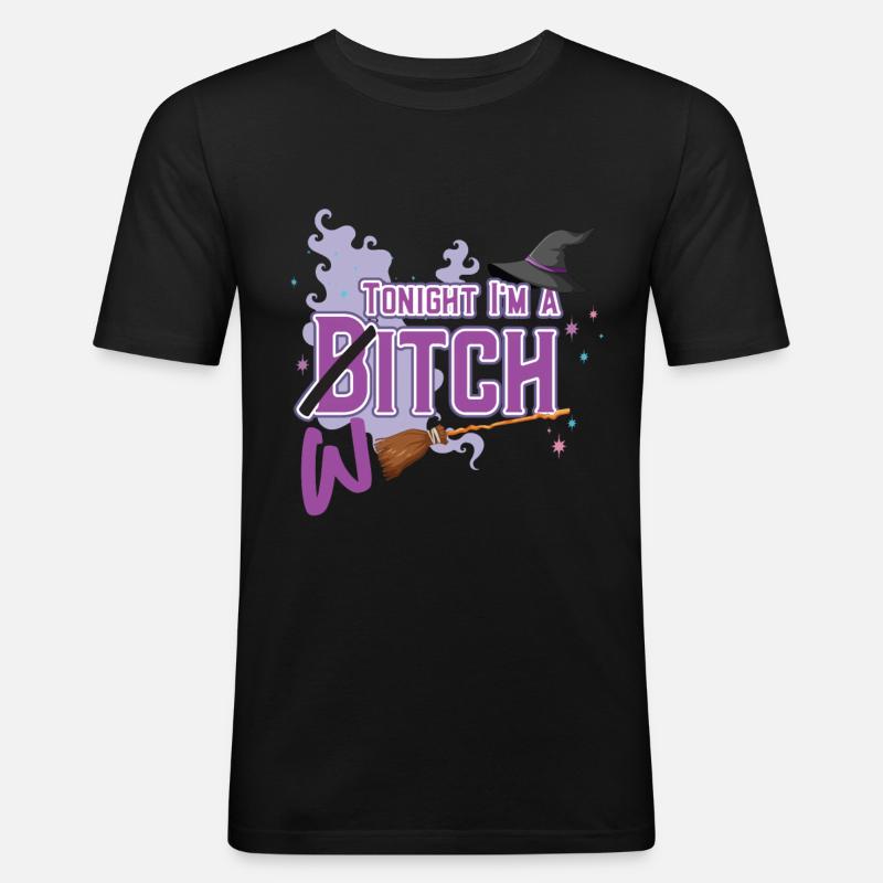 Tonight I M A Witch - Männer Slim Fit T-Shirt - Schwarz