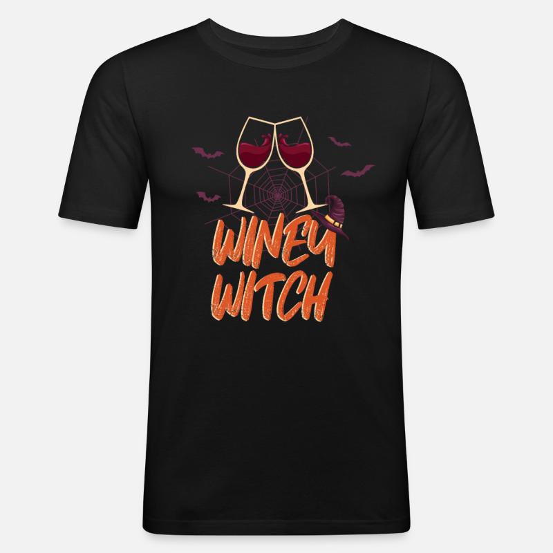 Winey Witch - Männer Slim Fit T-Shirt - Schwarz