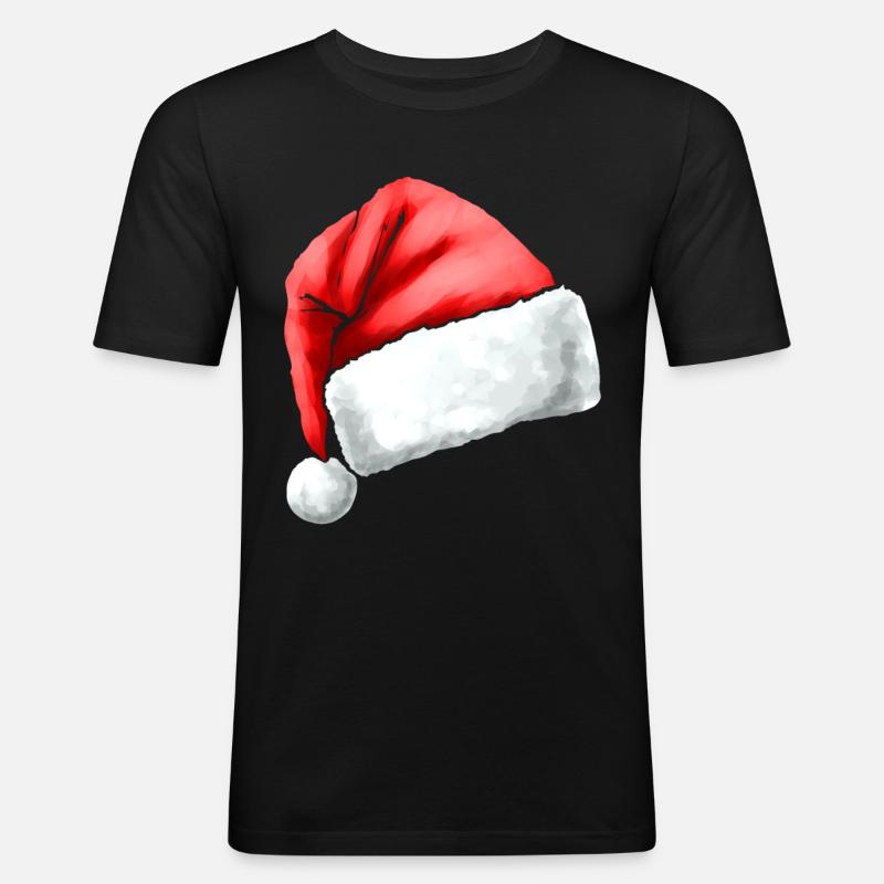 Santas Hat Christmas - Männer Slim Fit T-Shirt - Schwarz