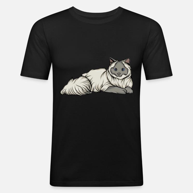 Katze - Männer Slim Fit T-Shirt - Schwarz