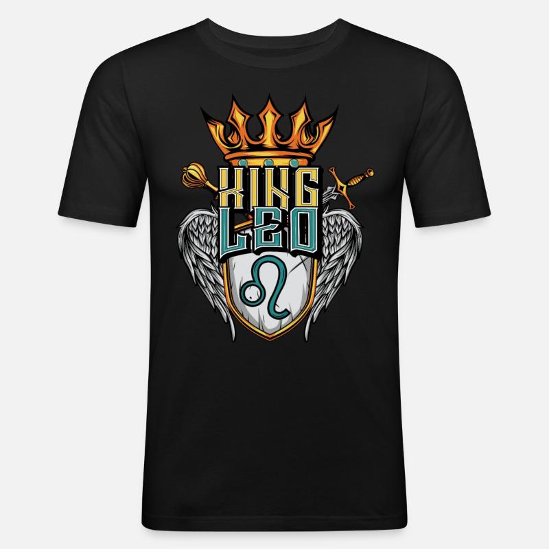 Löwe Sternzeichen - Männer Slim Fit T-Shirt - Schwarz
