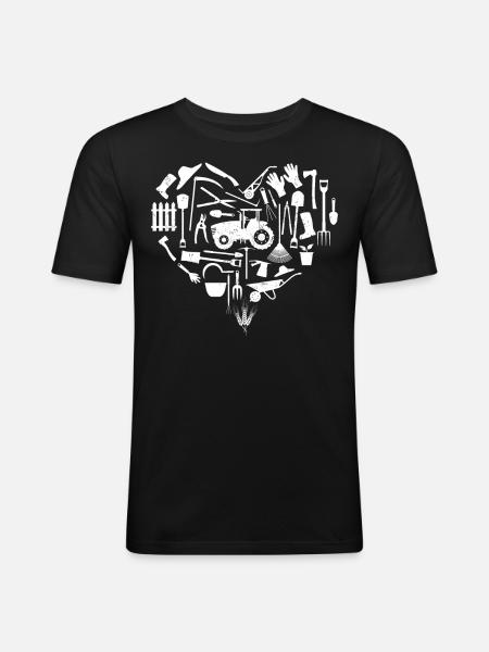 Farming Farmer Heart Tractor - Men's Slim Fit T-Shirt - black