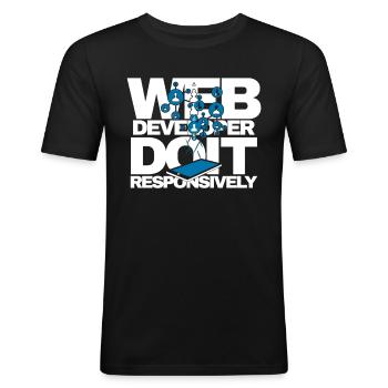 Programme de site Web Développeur Web réactif - T-shirt près du corps Homme - noir - Devant - Nik (191cm)