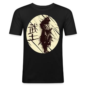 Japanischer Kunst Samurai Japanischer Krieger Kata - Männer Slim Fit T-Shirt - Schwarz - Vorne - Nik (191cm)