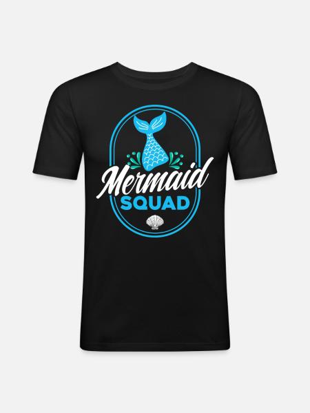 Mermaid Squad - Männer Slim Fit T-Shirt - Schwarz