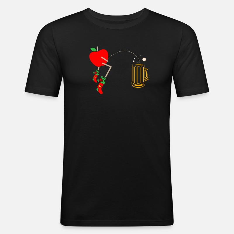 Apfelpflücker Obstliebhaber Apfelesser Biertrinker - Männer Slim Fit T-Shirt - Schwarz