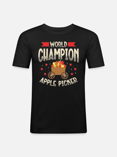 Verdensmester epleplukker frukt eplespiser - Slim Fit T-skjorte for menn - svart