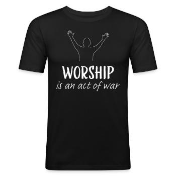 Worship Lobpreis Gottesdienst Kirche Christlich - Männer Slim Fit T-Shirt - Schwarz - Vorne - Nik (191cm)