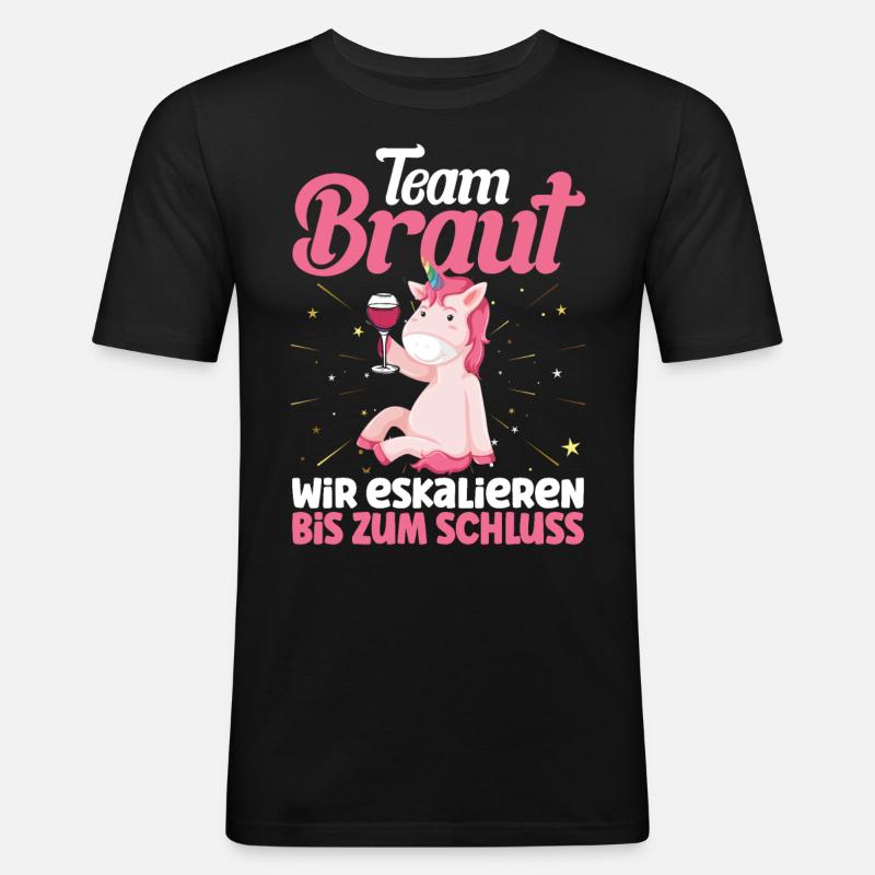 Team Braut Einhorn - Männer Slim Fit T-Shirt - Schwarz