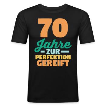 Siebzig Siebzigster 70 Jahre Geburtstag - Männer Slim Fit T-Shirt - Schwarz - Vorne - Nik (191cm)