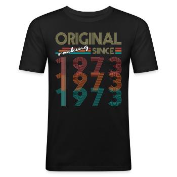 50th birthday Original Rocking Since 1973 - Men's Slim Fit T-Shirt - black - Front - Nik (191cm)