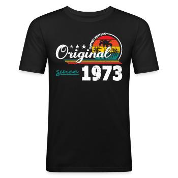 50th Birthday Vintage 1973 Original Since 1973 - Men's Slim Fit T-Shirt - black - Front - Nik (191cm)