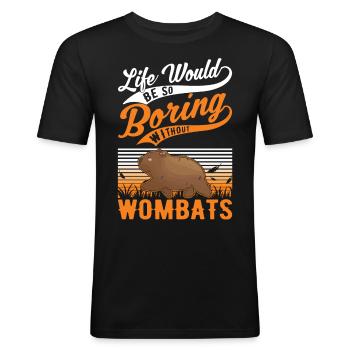 Australischer Wombat - Männer Slim Fit T-Shirt - Schwarz - Vorne - Nik (191cm)