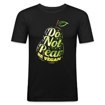 Do Not Pear - Be Vegan - Männer Slim Fit T-Shirt - Schwarz - Vorne - Nik (191cm)