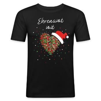 Ehrenamt mit Herz Engagement Weihnachtsmütze - Männer Slim Fit T-Shirt - Schwarz - Vorne - Nik (191cm)