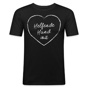 Helfende Hand mit Herz Freiwillige Helfer Helferin - Männer Slim Fit T-Shirt - Schwarz - Vorne - Nik (191cm)