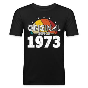 50th birthday born 1973 Original Since 1973 - Men's Slim Fit T-Shirt - black - Front - Nik (191cm)
