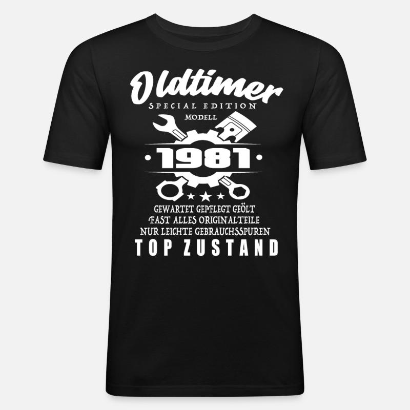Oldtimer Special Edition Modell 1981 - Männer Slim Fit T-Shirt - Schwarz
