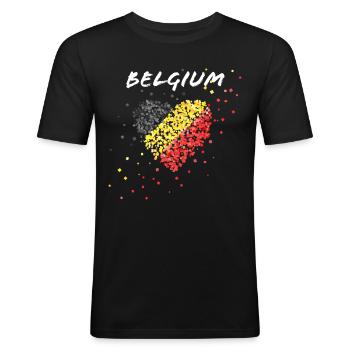 Drapeau belge Belgique Belgique Belge - T-shirt près du corps Homme - noir - Devant - Nik (191cm)