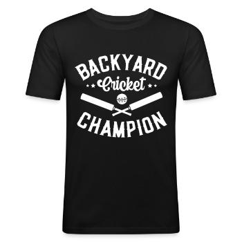 Backyard cricket champion cricket players - Men's Slim Fit T-Shirt - black - Front - Nik (191cm)